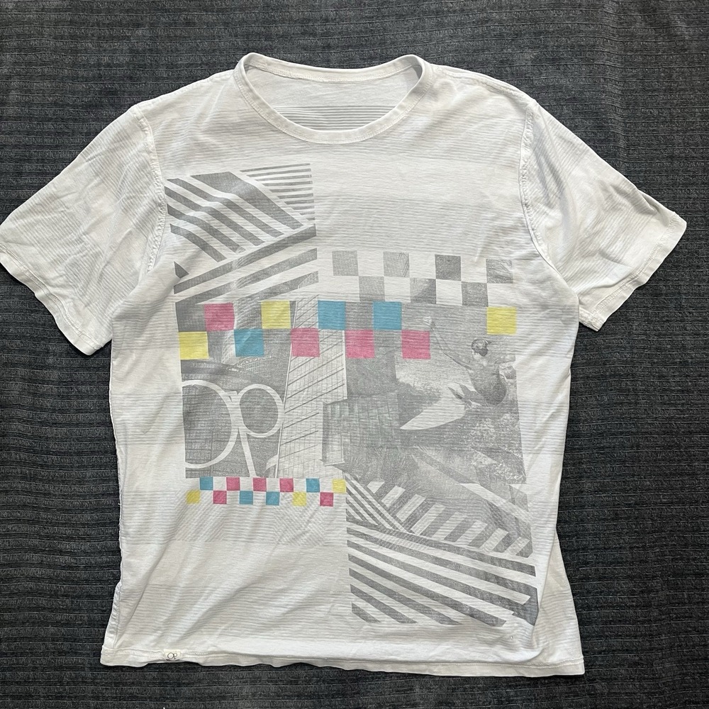Vintage Reversible White Ocean Pacific  OP Surf Neon Graphic T-Shirt  Logo 90s M
